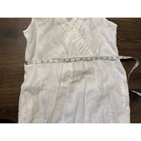 Garnet Hill Women's White Linen Sleeveless Dress Size 8 100% Linen Midi Dress - Picture 6 of 8